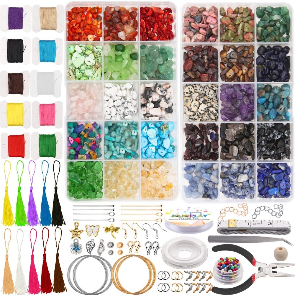 6562 Irregular Natural Gemstone Beads Kit Include Seed Beads,Wooden